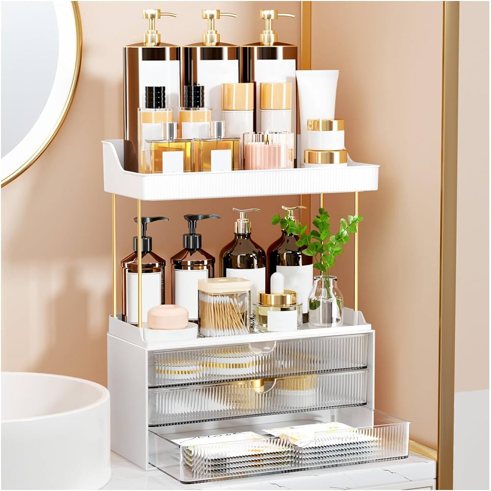 3 Drawers Bathroom Counter Organizer - 5 Tier Makeup Organizer, Versatile Perfume Organizer, Idea... | Amazon (US)