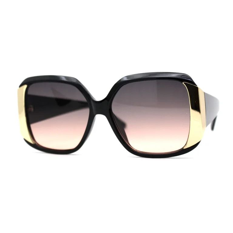 Womens 90s Chic Designer Oversize Sunglasses Black Gold Black Peach | Walmart (US)