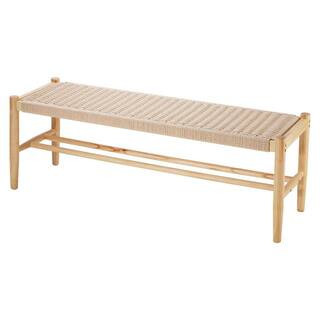 Rattan Bench, 47.6 in. Wooden Rattan Bench with Shoe Storage, Entryway Bench with Oak Wood Legs, Solid Wood Boho Bench | The Home Depot