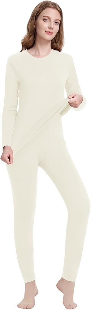 Women's 100% Merino Wool Base Layer Sets Lightweight Active Base Layer for Ski | Amazon (US)