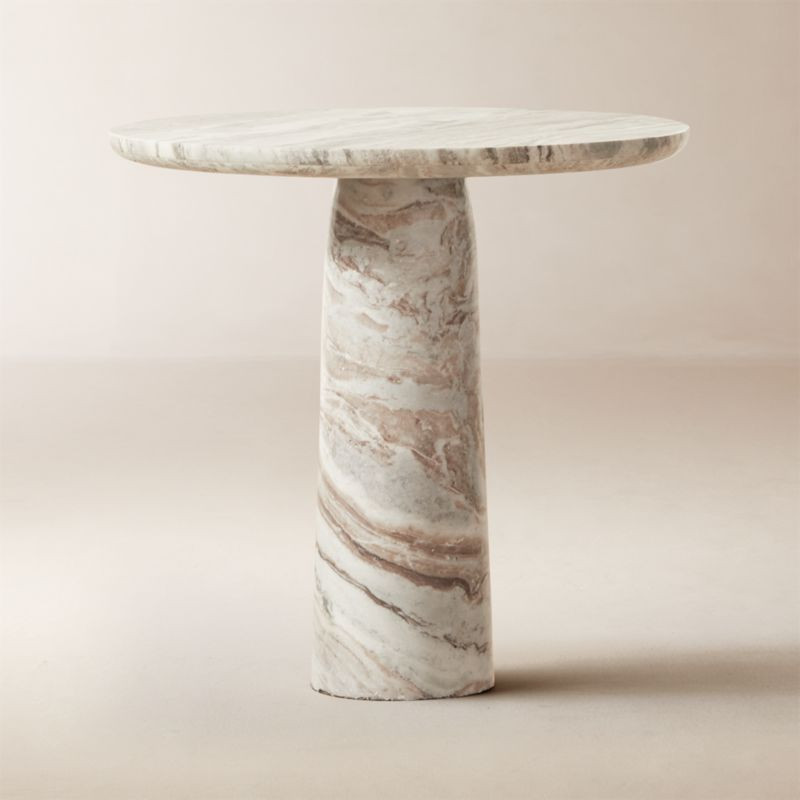Babylon 30" Round Torrento Grey Marble Bistro Table + Reviews | CB2 | CB2