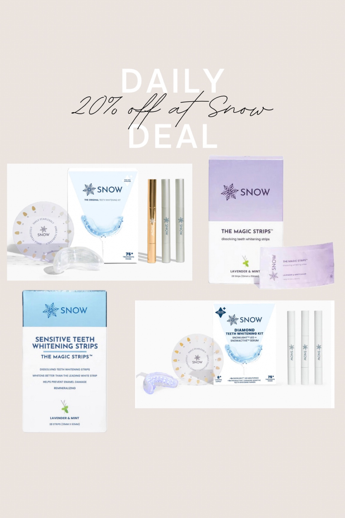20% off at Snow with code: BETTERYOU20  ! Teeth whitening, white teeth, whitening strips

#LTKfindsunder100 #LTKsalealert #LTKfindsunder50
