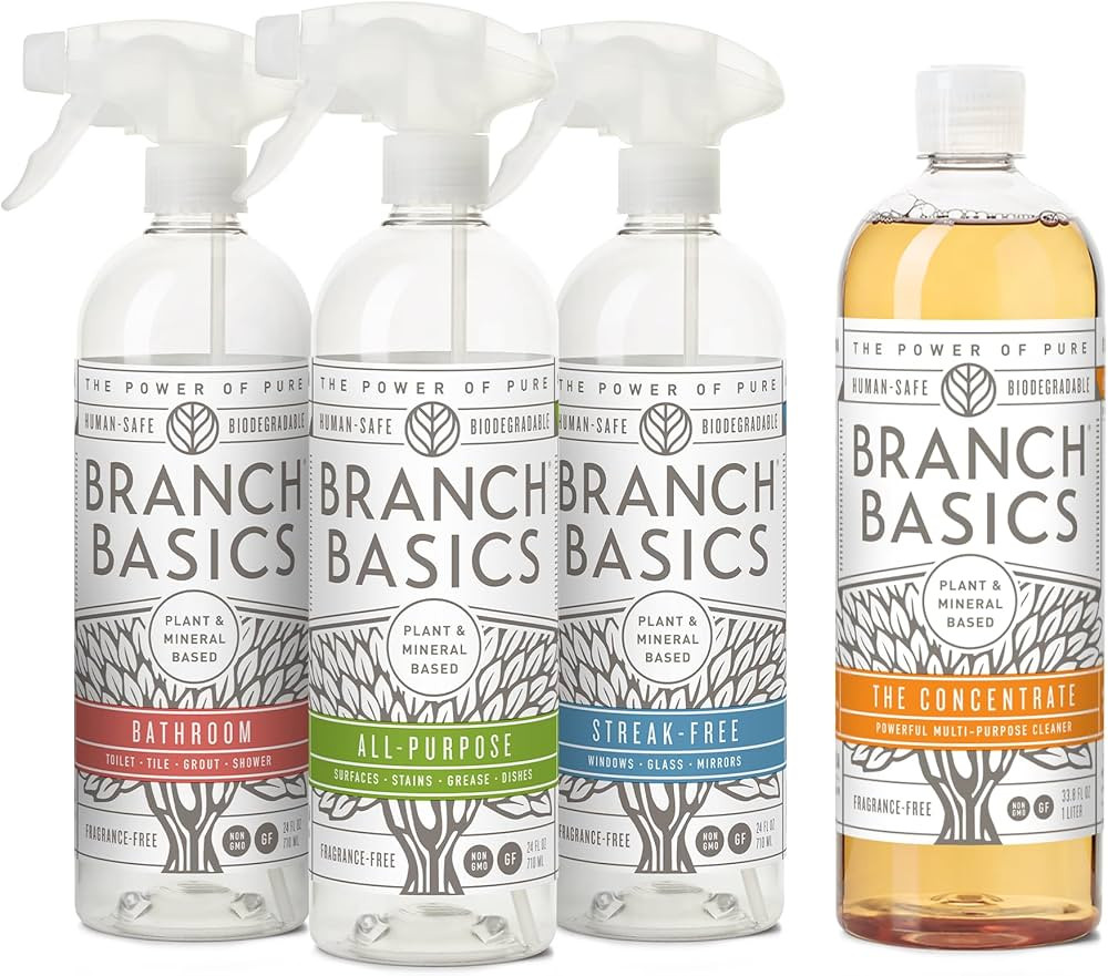 Branch Basics Cleaning Essentials Kit: All Purpose Spray, Glass Cleaner, and Bathroom Cleaner - C... | Amazon (US)