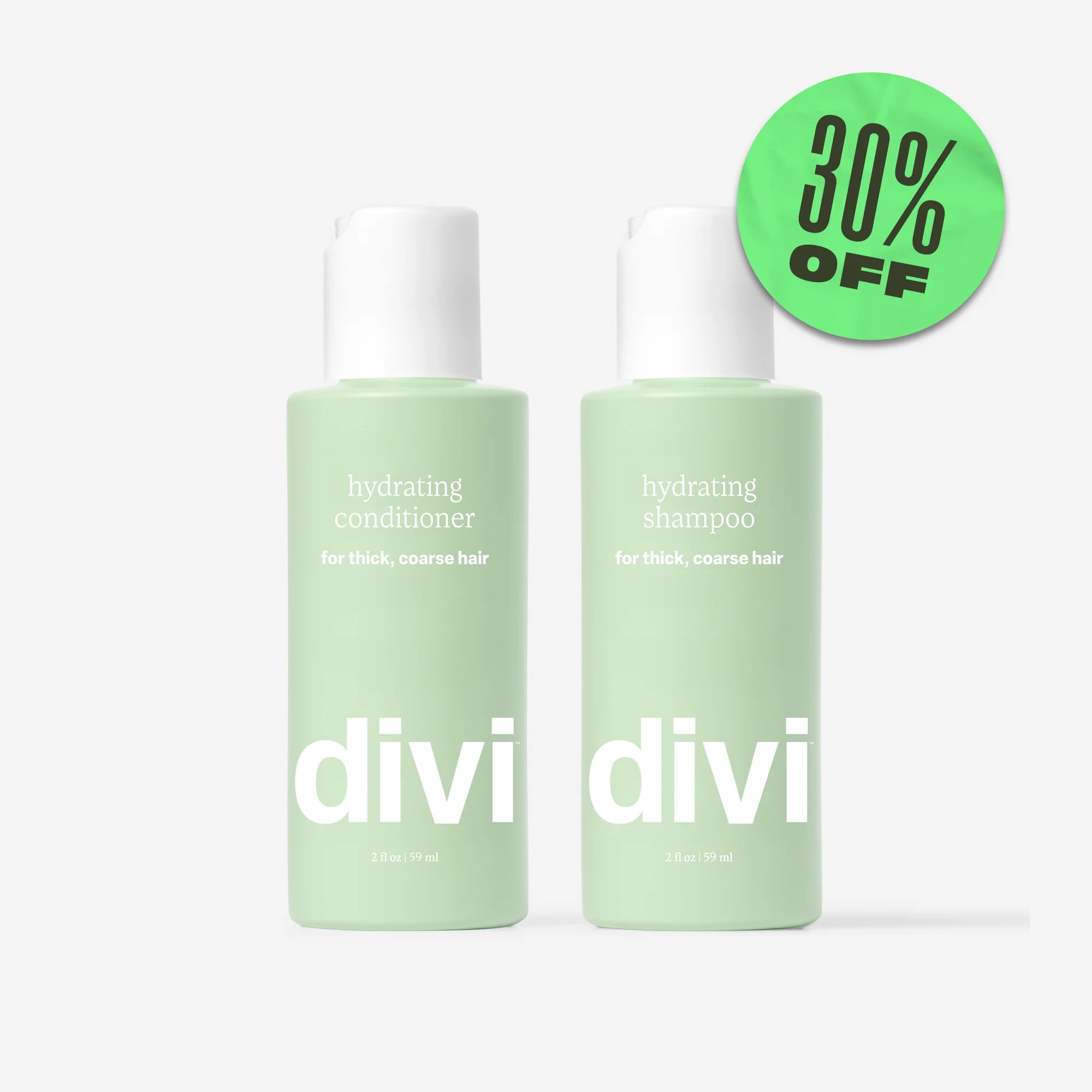 Mini Hydrating Shampoo & Conditioner | Deep Moisture for Thicker Hair | TSA-Friendly | Divi Official