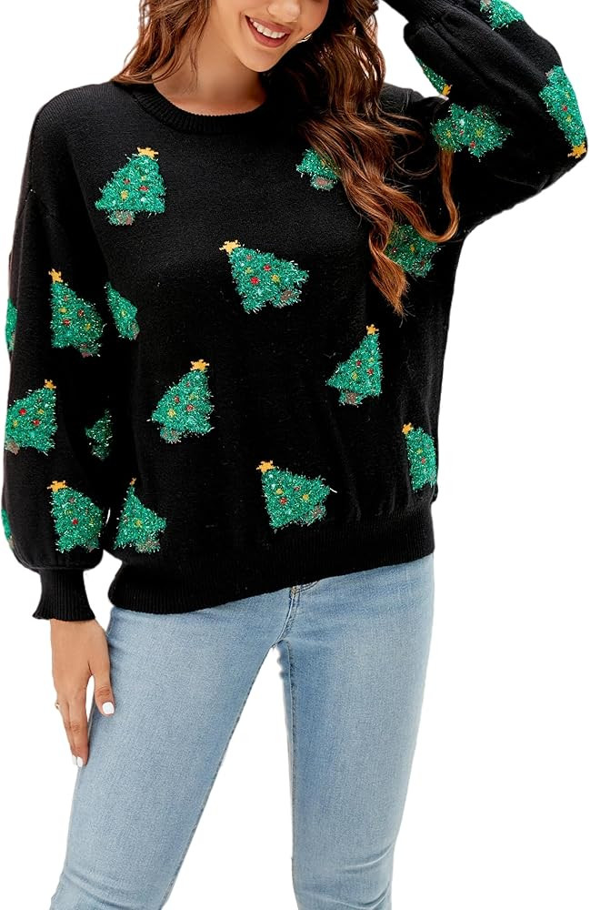 LUBOT Ugly Christmas Sweaters for Women Soft Acrylic Blend Cute Fuzzy Funny Wintertime Holiday Pa... | Amazon (US)
