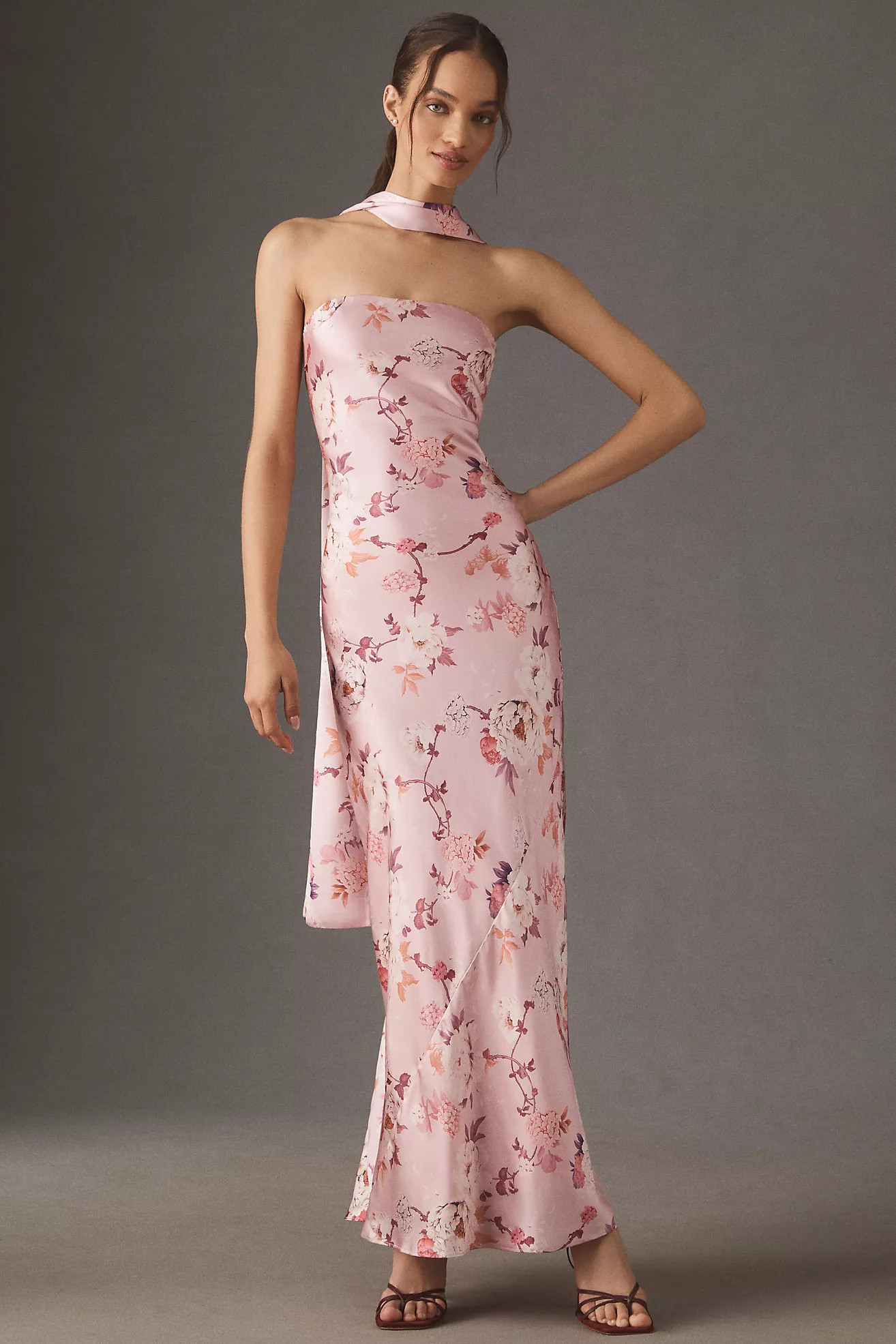BHLDN Nesta Strapless Scarf Satin Slip Dress | Anthropologie (US)