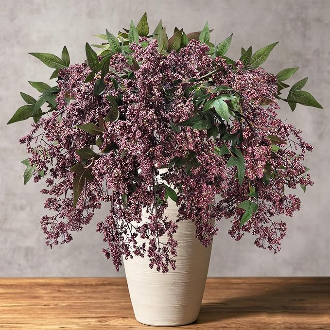 43 Inch Artificial Nandina Berry Stems for Vase, Realistic Faux Berry Spray Faux Fall Branches wi... | Amazon (US)