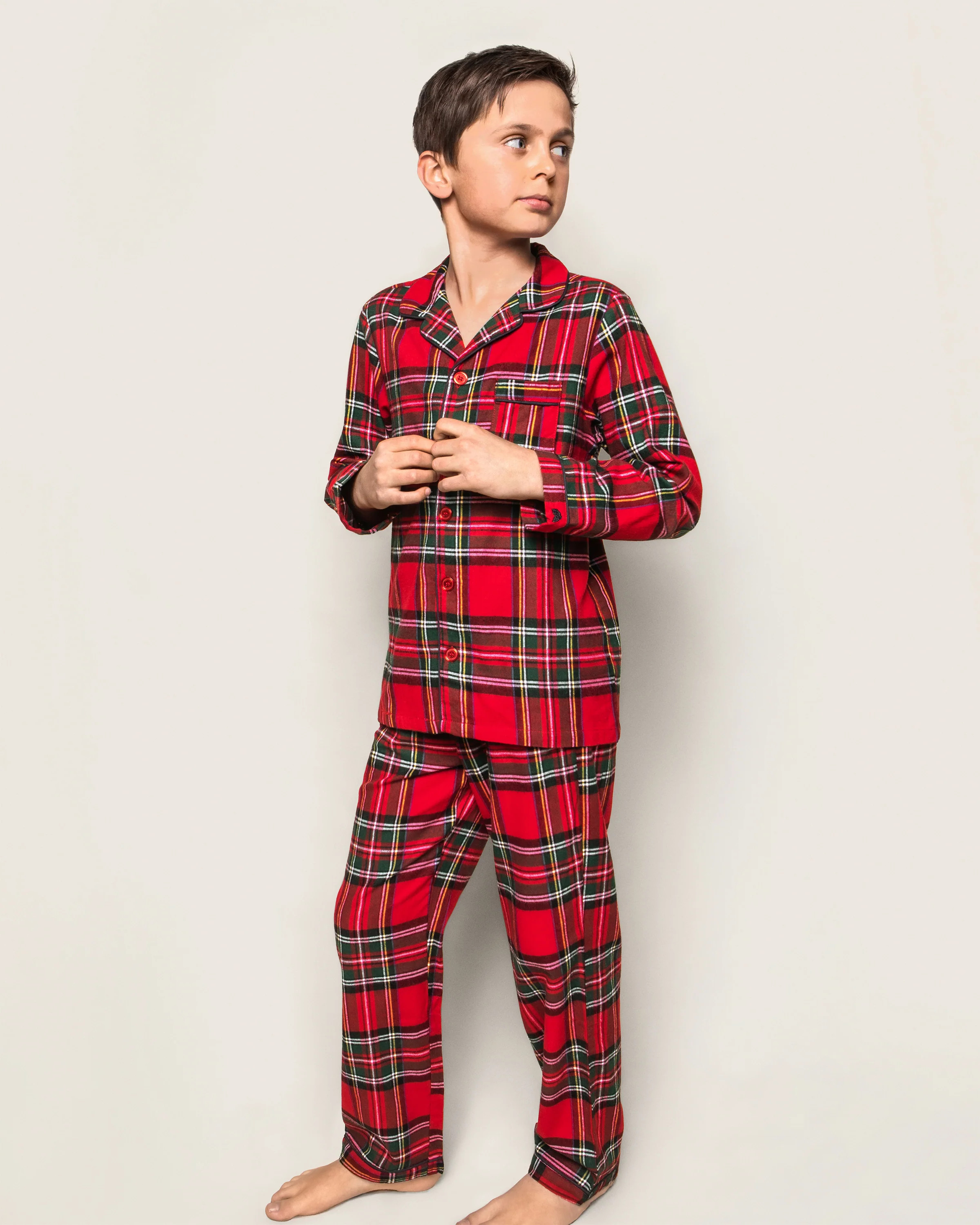 Kid's Brushed Cotton Pajama Set in Imperial Tartan | Petite Plume