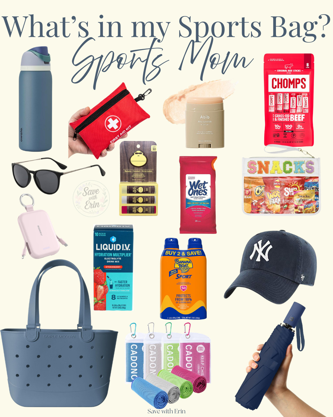 My go-to sports bag essentials! Always ready for a workout or play. #sportsmom #amazonfinds #simplemodern #chomps #owala #firstaidkits #sunbum #abib #spf 

 #LTKmomlife #LTKTravel #LTKKids