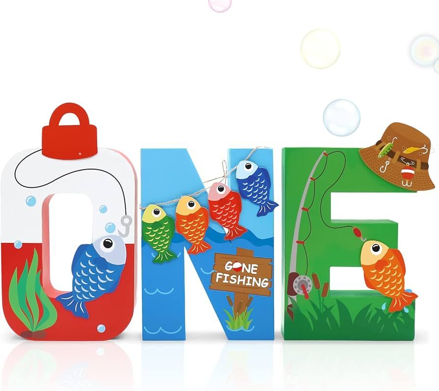 Gone Fishing Large One Letter Sign First Birthday The Big One Decoration Ideas O-Fishally One Par... | Amazon (US)