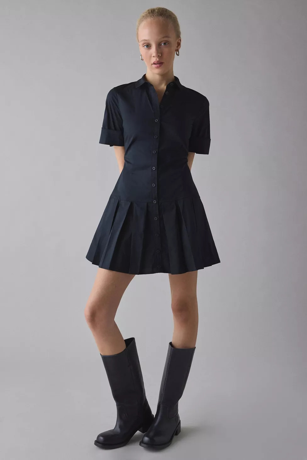 BDG Special Treatment Drop Waist Short Sleeve Shirt Mini Dress | Urban Outfitters (US and RoW)