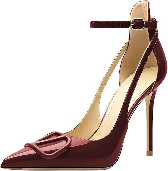 Women's Pointed-Toe Bag-Toe Strappy High-Heeled Shoes Sexy Stiletto Pumps | Amazon (US)