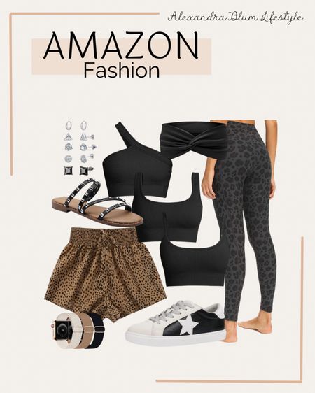 Amazon fashion finds! Casual animal print short, leggings, sports bra 3 pack, Star sneakers, slide sandals, Apple Watch bands, and earrings pack! Amazon best sellers! Amazon favorites! Workout outfit! Lounge outfit! Casual outfit

#LTKFind #LTKshoecrush #LTKunder100