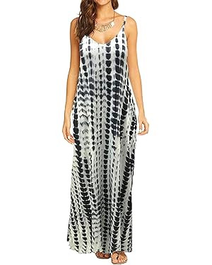 Supnier Women's Summer Maxi Dress Casual V-Neck Sleeveless Bohemian Spaghetti Strap Floral Long M... | Amazon (US)