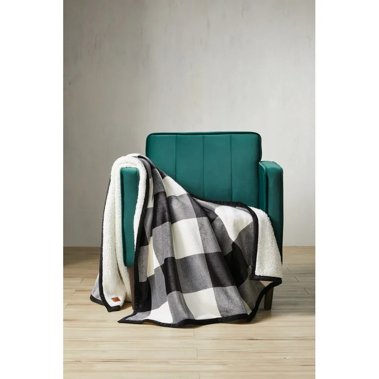 Better Homes & Gardens Oversized Sherpa Throw, 50" x 72", Black Buffalo Plaid | Walmart (US)