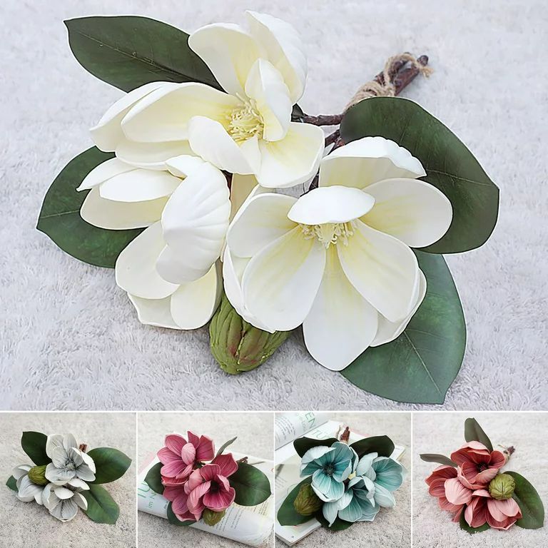 Travelwant Artificial Magnolia Flowers, Magnolia Stem Flower, Faux Wedding Flower Bouquet Vase Fl... | Walmart (US)