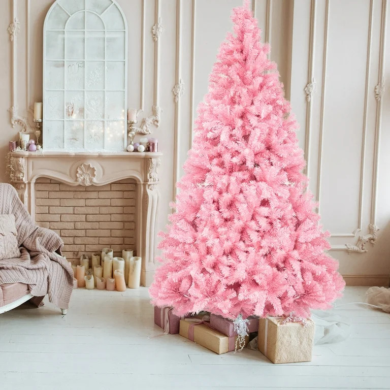 Ktaxon 7.5ft Pink Christmas Tree Artificial Christmas Tree Seasonal Holiday Decoration w/ 1,500 B... | Walmart (US)