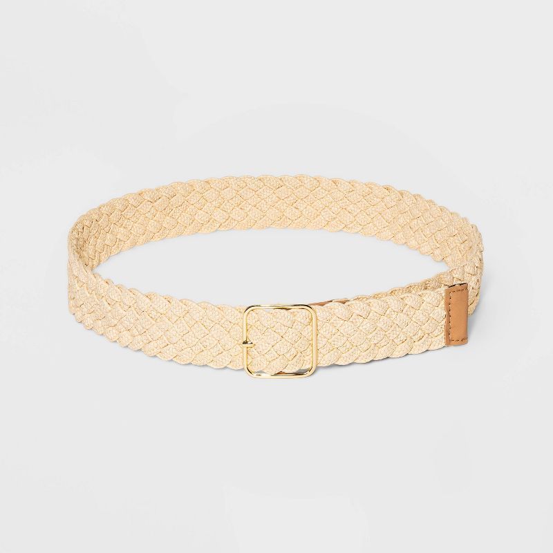 Women's Stretch Braided Straw Belt - A New Day™ Natural | Target