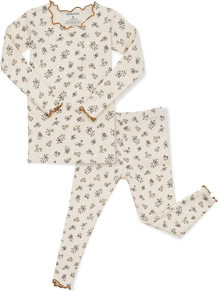 AVAUMA Baby Boy Girl Pajama Set 6M-7T Kids Cute Toddler Snug fit Flower Pattern Design Pjs Cotton... | Amazon (US)