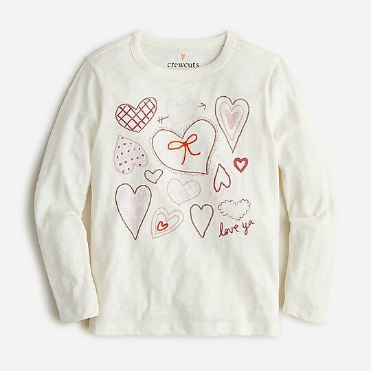 Girls' long-sleeve heart doilies graphic T-shirt | J.Crew US