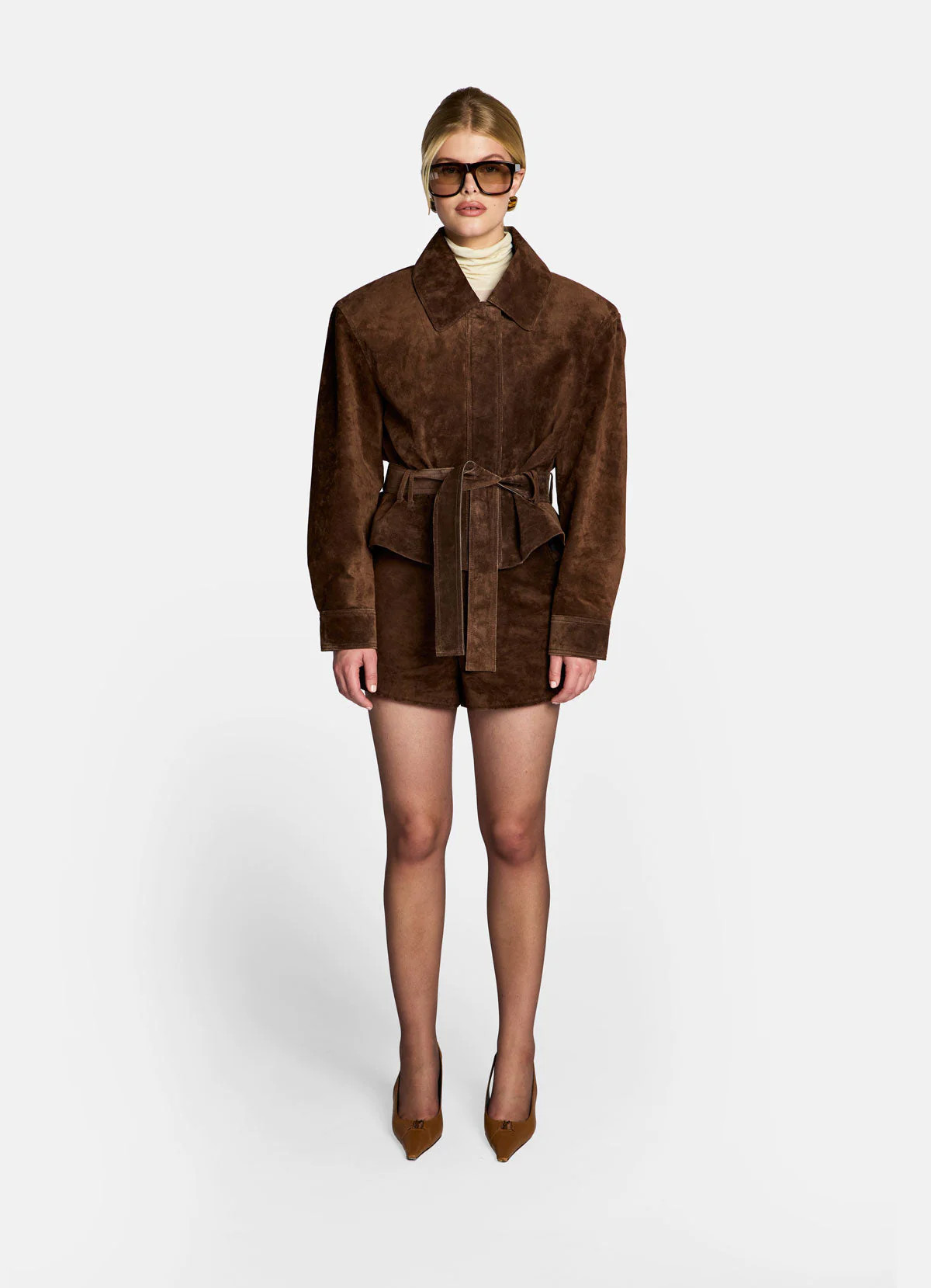 Brown Suede Belted Jacket | DE SAVARY LONDON