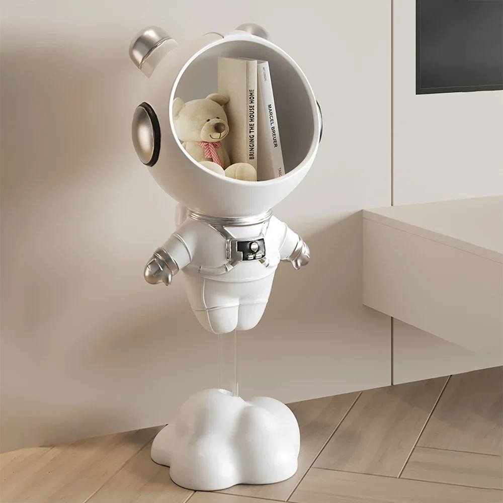 Astronaut Resin Figurine Floating Side Table with Storage Modern Novelty White Floor Table Premiu... | Wayfair North America