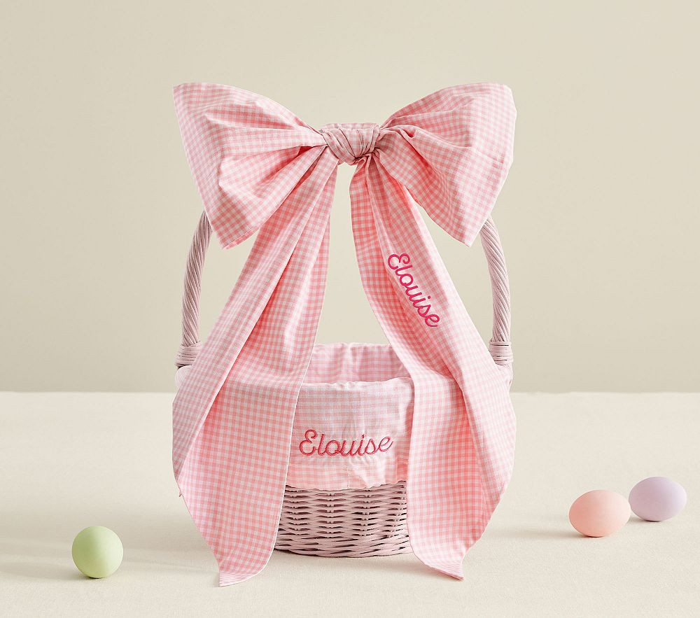 Pink Gingham Bow & Liner & Sabrina Pink Easter Basket Small Bundle | Pottery Barn Kids