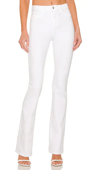 L'AGENCE Selma High Rise Sleek Baby Boot Jeans in White. - size 28 | Revolve Clothing (Global)