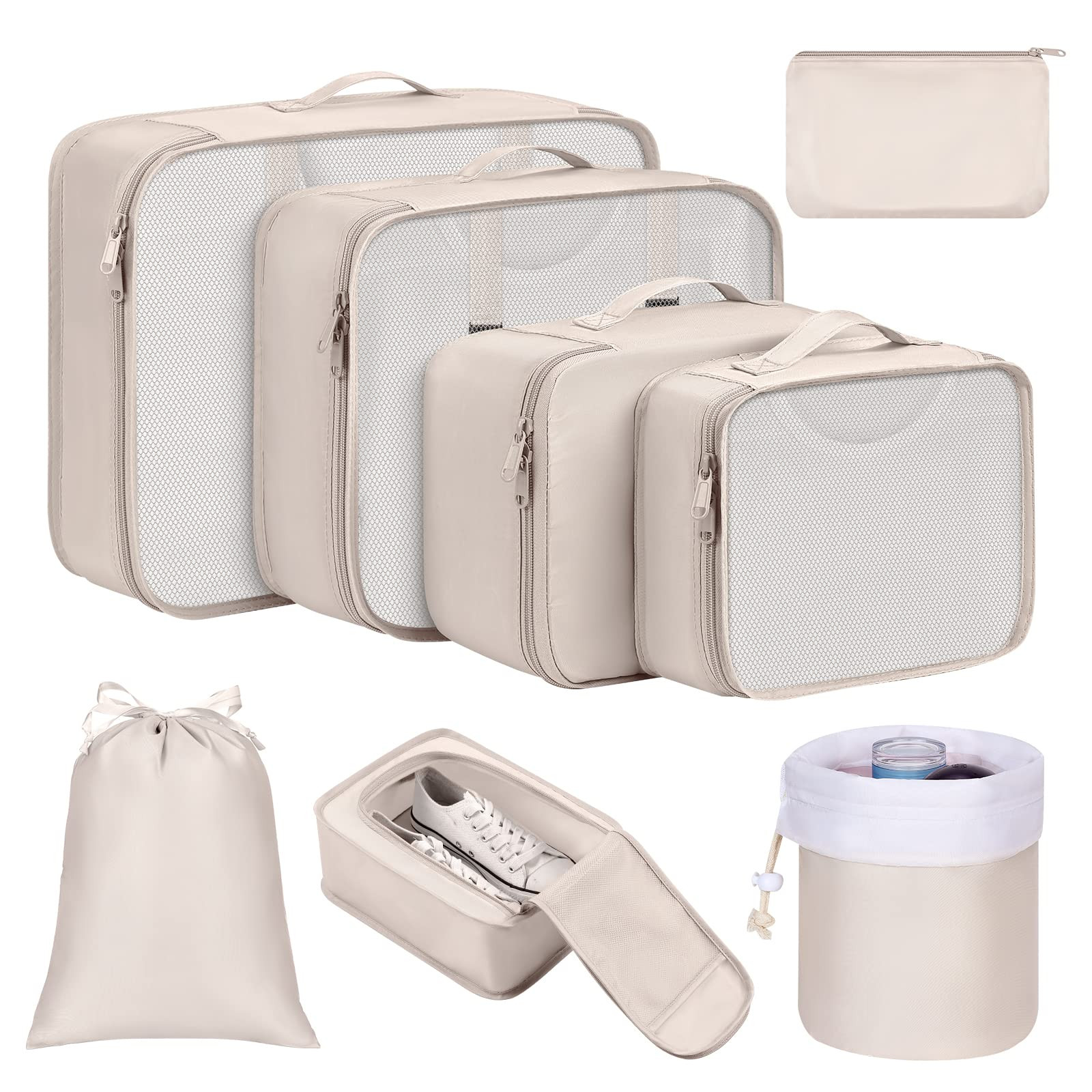 Packing Cubes for Travel, 8Pcs Travel Cubes Set Foldable Suitcase Organizer Lightweight Luggage S... | Amazon (US)