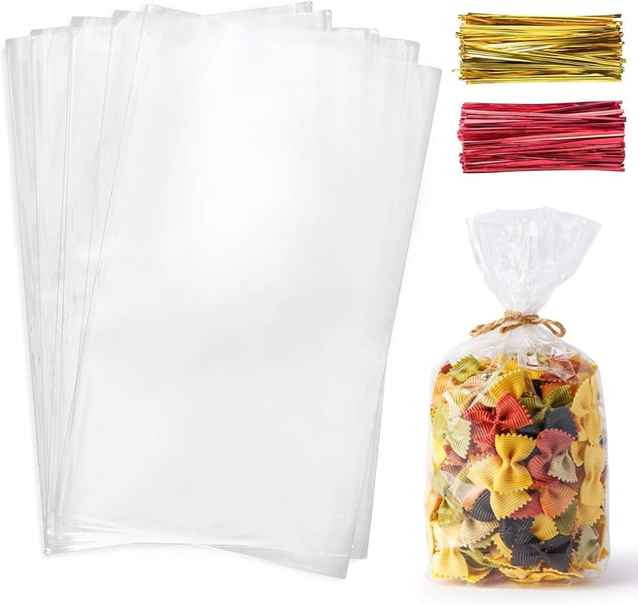 Morepack Cello Cellophane Treat Bags,200 Pieces 7x13 Inches Clear Pastic Gift Bags with Twist Tie... | Amazon (US)