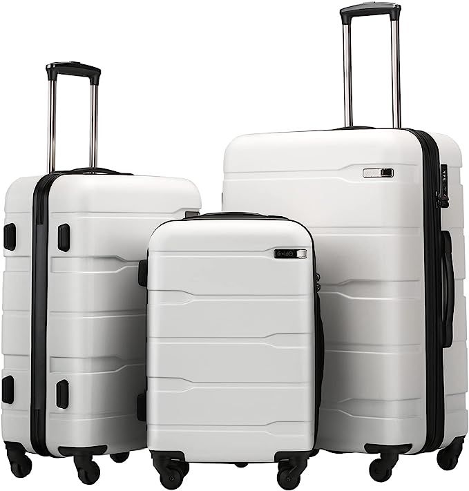 Coolife Luggage Expandable 3 Piece Sets PC+ABS Spinner Suitcase Built-In TSA lock 20 inch 24 inch... | Amazon (US)