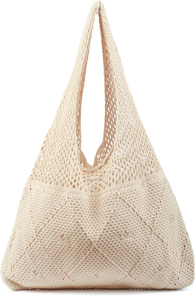 Crochet Mesh Beach Tote Bag Shoulder Bag Handbags Knitting Hollow Summer Bag Hobo Bag Aesthetic f... | Amazon (US)