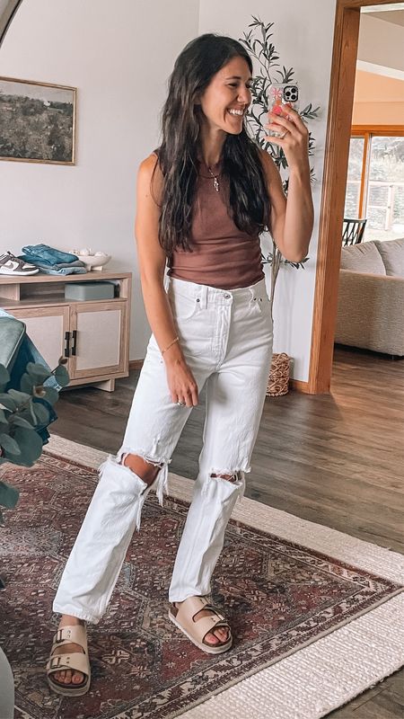 Church outfit
Free people tank top
Abercrombie jeans 
Walmart sandals 

Abercrombie and Fitch 
Straight jeans 
Walmart fashion 
Casual outfits 
Back to school 

#LTKstyletip #LTKunder50 #LTKFind