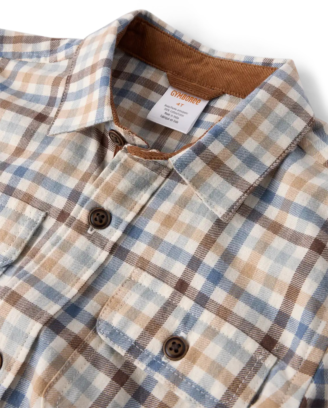 Boys Long Sleeve Gingham Flannel Button Up Shirt - First Frost - WHITE | Gymboree | Gymboree