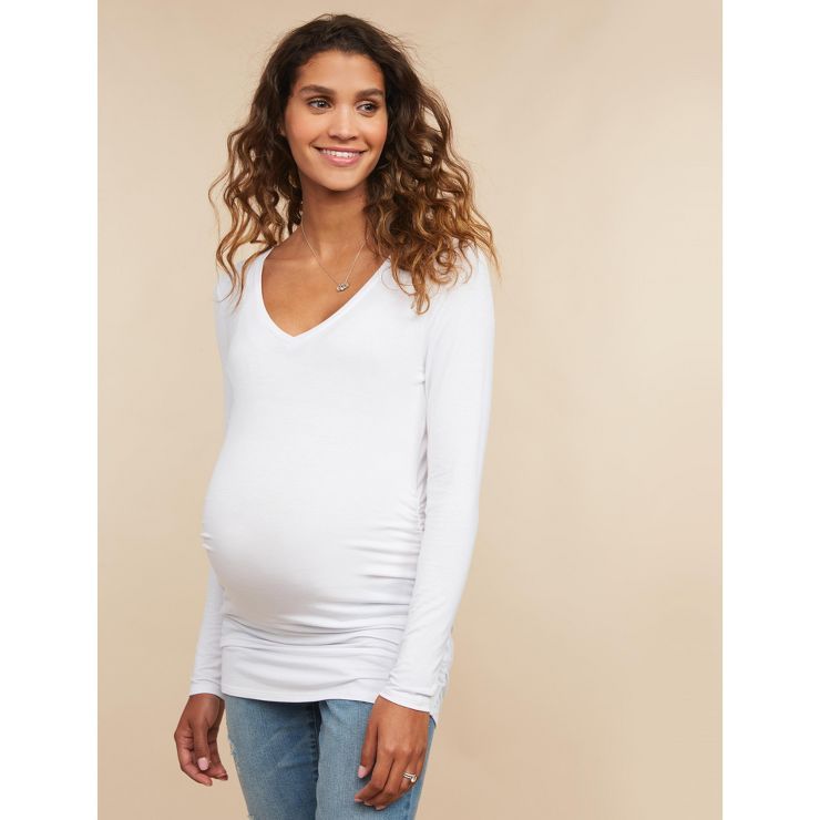 Motherhood Maternity | Long Sleeve Side Ruched Maternity T Shirt | Target