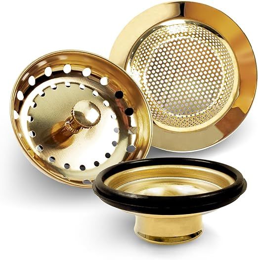 3 Pieces Gold Sink Drain Strainer Stopper, Liubeili Kitchen Stainless Steel Sink Strainer Garbage... | Amazon (US)