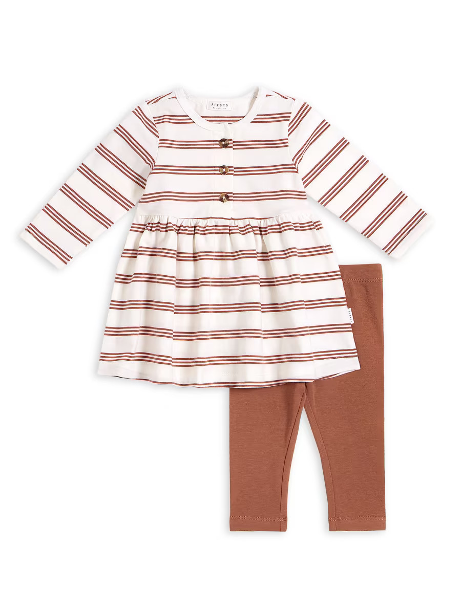 Firsts by Petit Lem Baby Girl's Striped Henley Dress &amp; Leggings Set | Saks Fifth Avenue