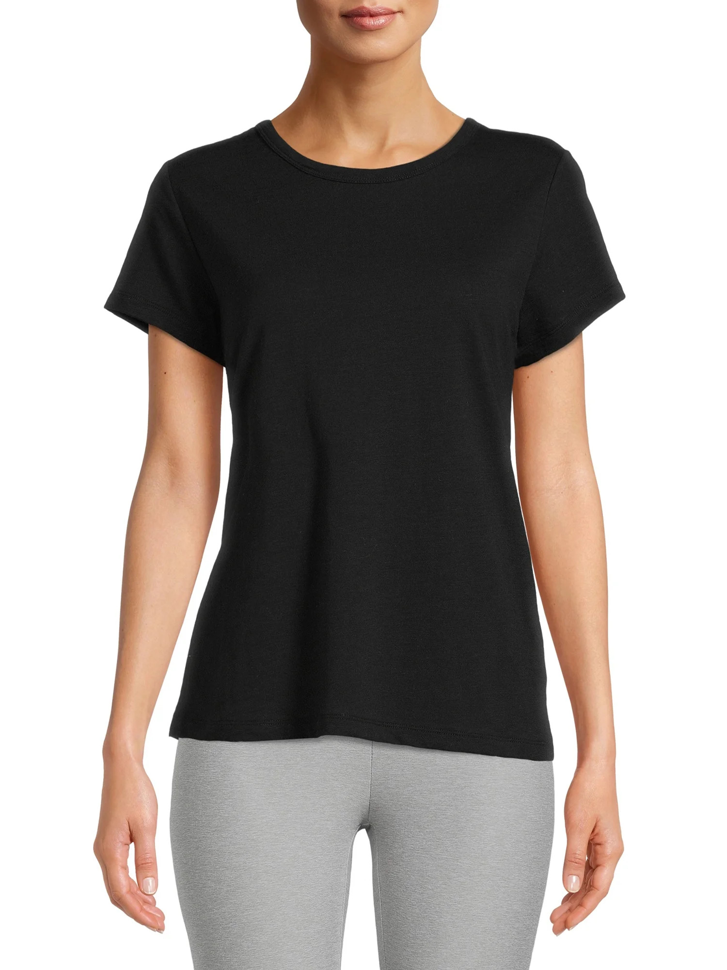 Time and Tru Women's Crewneck Slub Tee with Short Sleeves | Walmart (US)