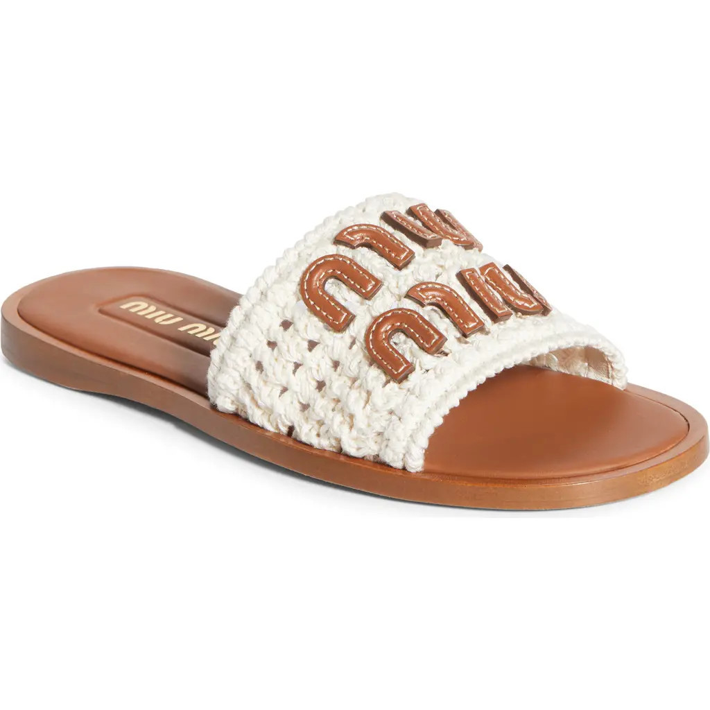 Miu Miu Crochet Slide Sandal in Off White at Nordstrom, Size 7.5Us | Nordstrom