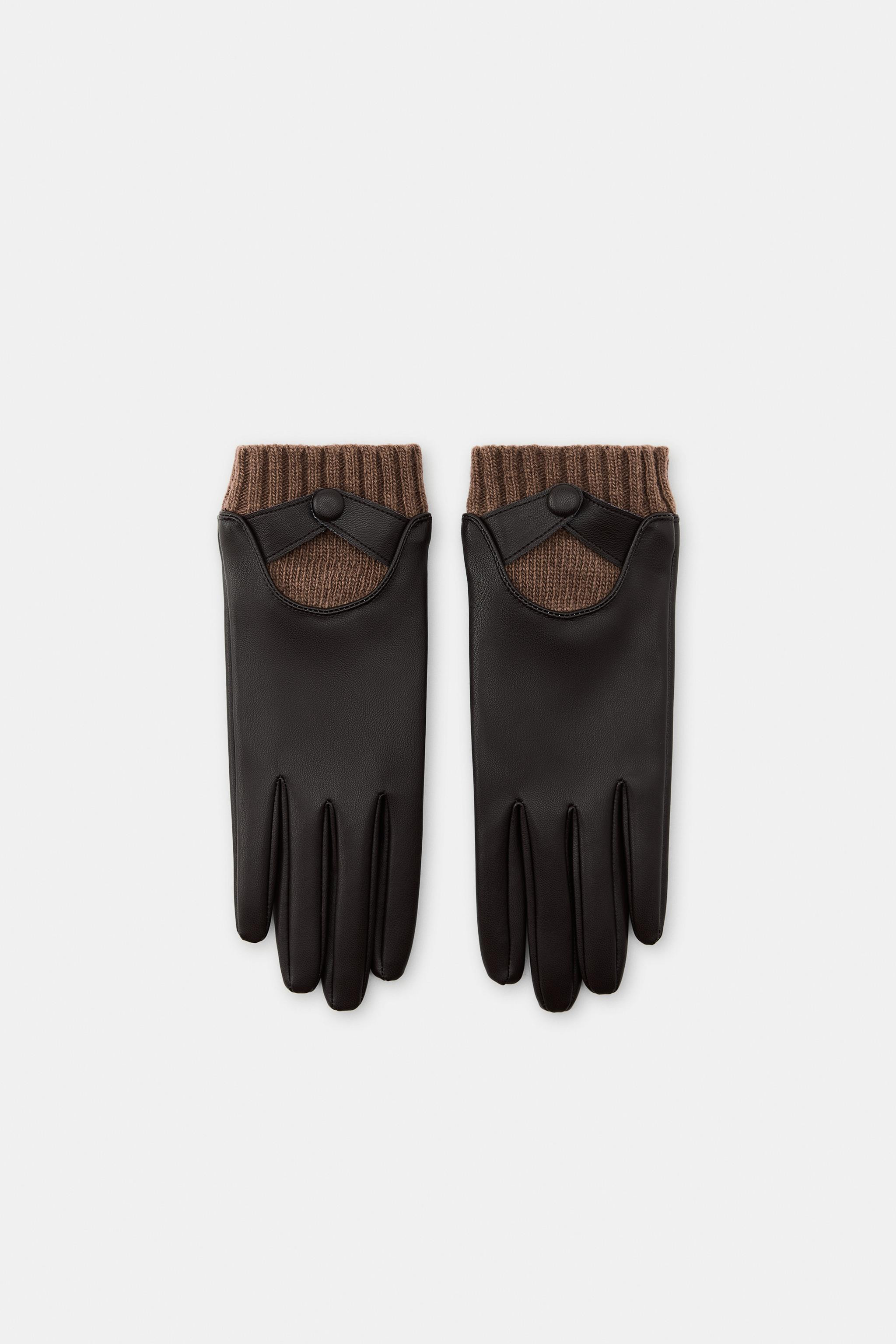 FAUX LEATHER GLOVES WITH WOOL | Zara US