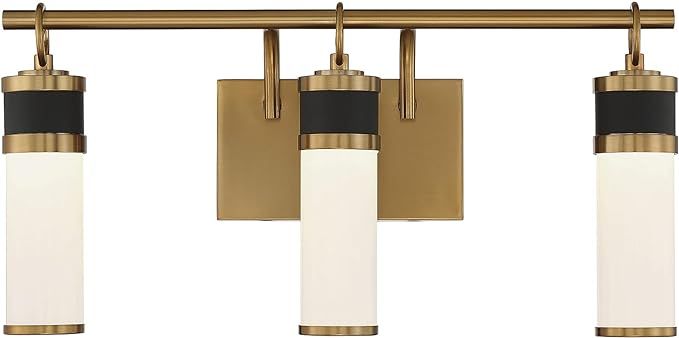 Savoy House 8-1638-3-143 ABEL 3-Light LED Bathroom Vanity Light in Matte Black with Warm Brass Ac... | Amazon (US)