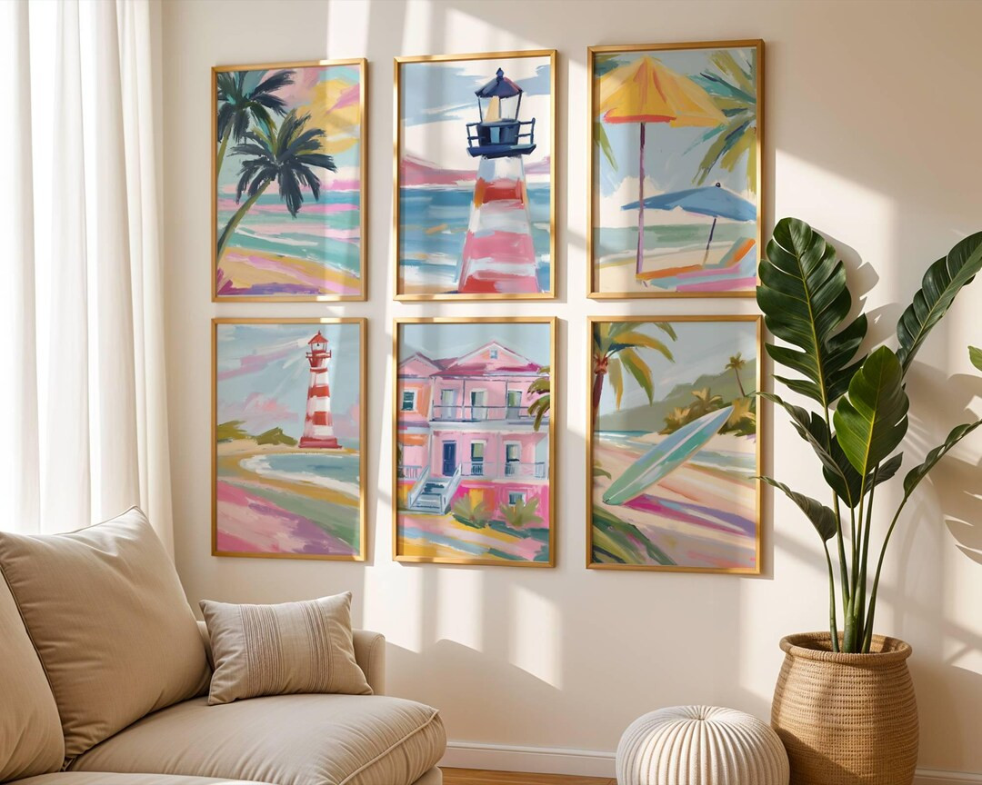 Coastal Vibes Beach House Wall Art Bundle, Boho Beach Wall Art, Beachhouse Decor, Nautical Prints... | Etsy (US)
