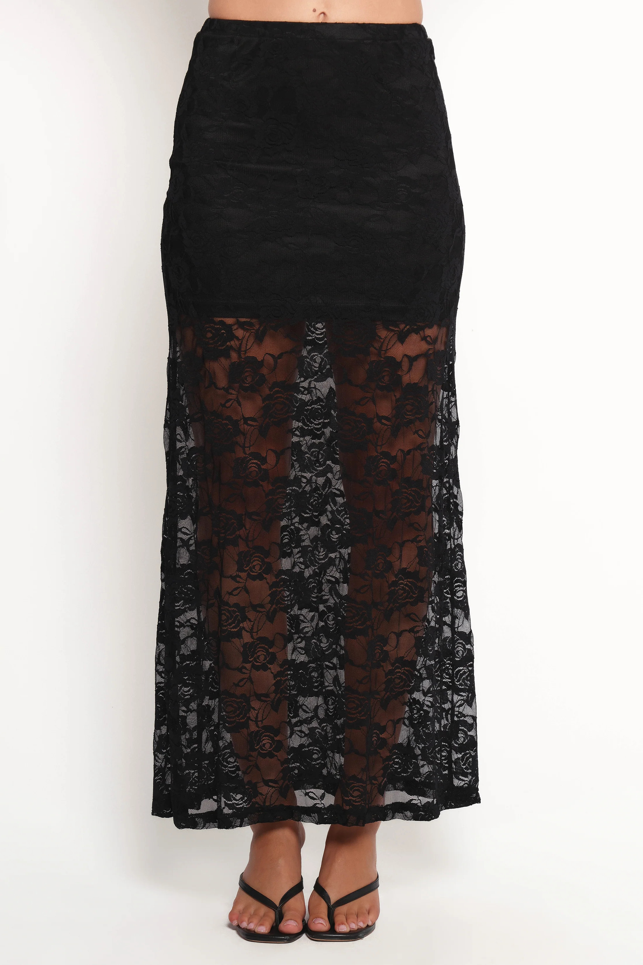 Laken Sheer Lace Maxi Skirt - Black | Petal & Pup (US)