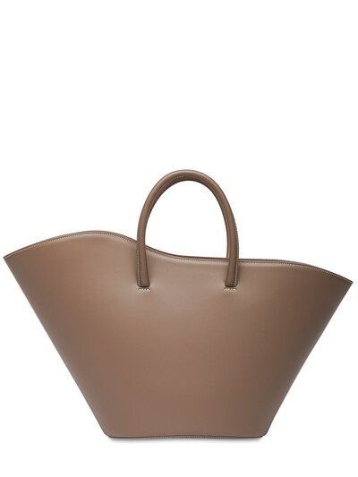 Little Liffner - Medium tulip leather tote bag - Deep Taupe | Luisaviaroma | Luisaviaroma