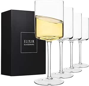 Elixir Glassware Crystal Wine Glasses - Set of 4 - 14 oz Stemware - Red Wine & White Wine Enterta... | Amazon (US)