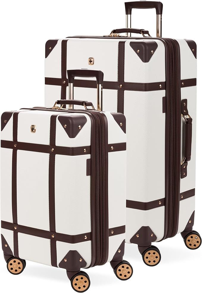 SwissGear 7739 Hardside Luggage Trunk with Spinner Wheels, White, 2-Piece Set (19/26) | Amazon (US)