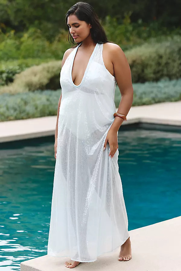 Plunged Sequin Maxi Dress | Anthropologie (US)