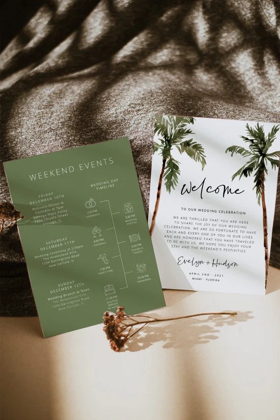 Palm Tree Wedding Timeline Template Wedding Timeline Event - Etsy | Etsy (US)