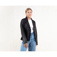 Leather Jacket Women Black Vintage 80S Blazer Jacket Leather Minimalist Grunge Casual Outerwear Wome | Etsy (US)