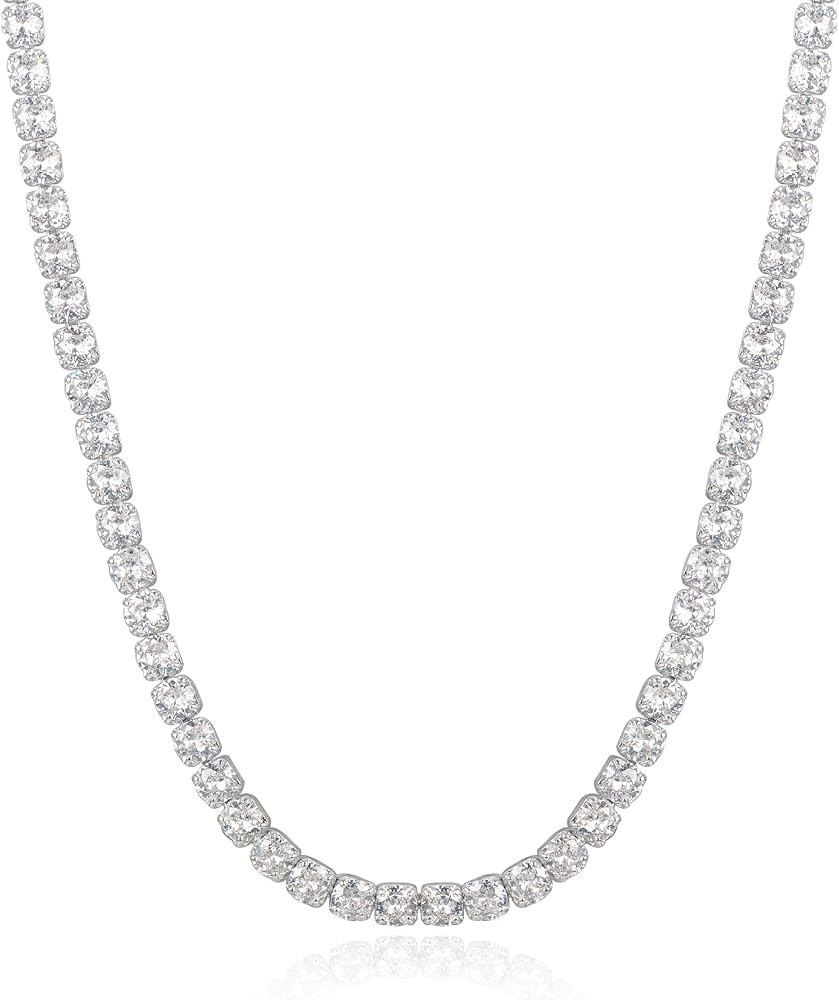 Valentines Day Gifts for Her Sterling Silver Birthstone Tennis Necklaces for Women 4mm Tennis Nec... | Amazon (US)